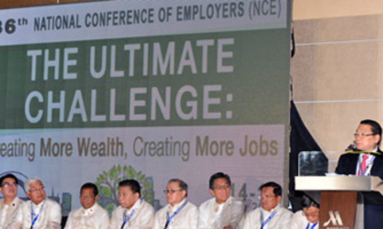 FFCCCII President Angel Ngu delivers the Opening Remarks at the 36th National Conference of Employers